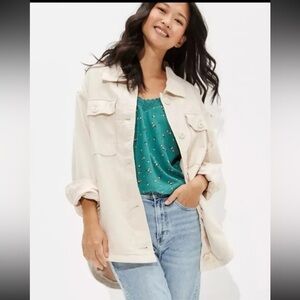 American Eagle Outfitters Cream Military Shacket Shirt Jacket Size XL NWT